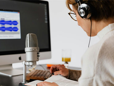 Person recording their voice