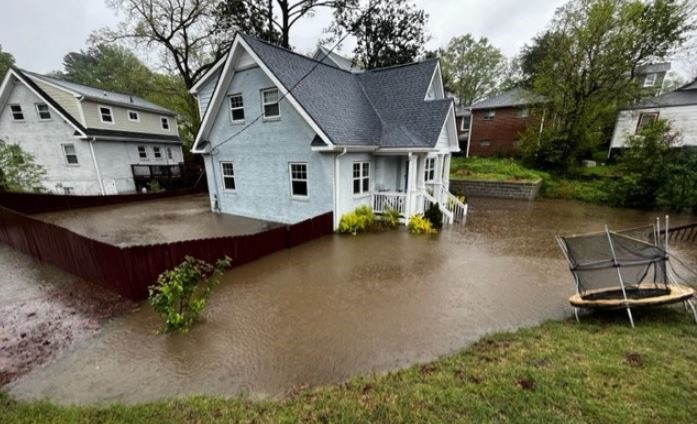 Flooding neighborhood in Durham