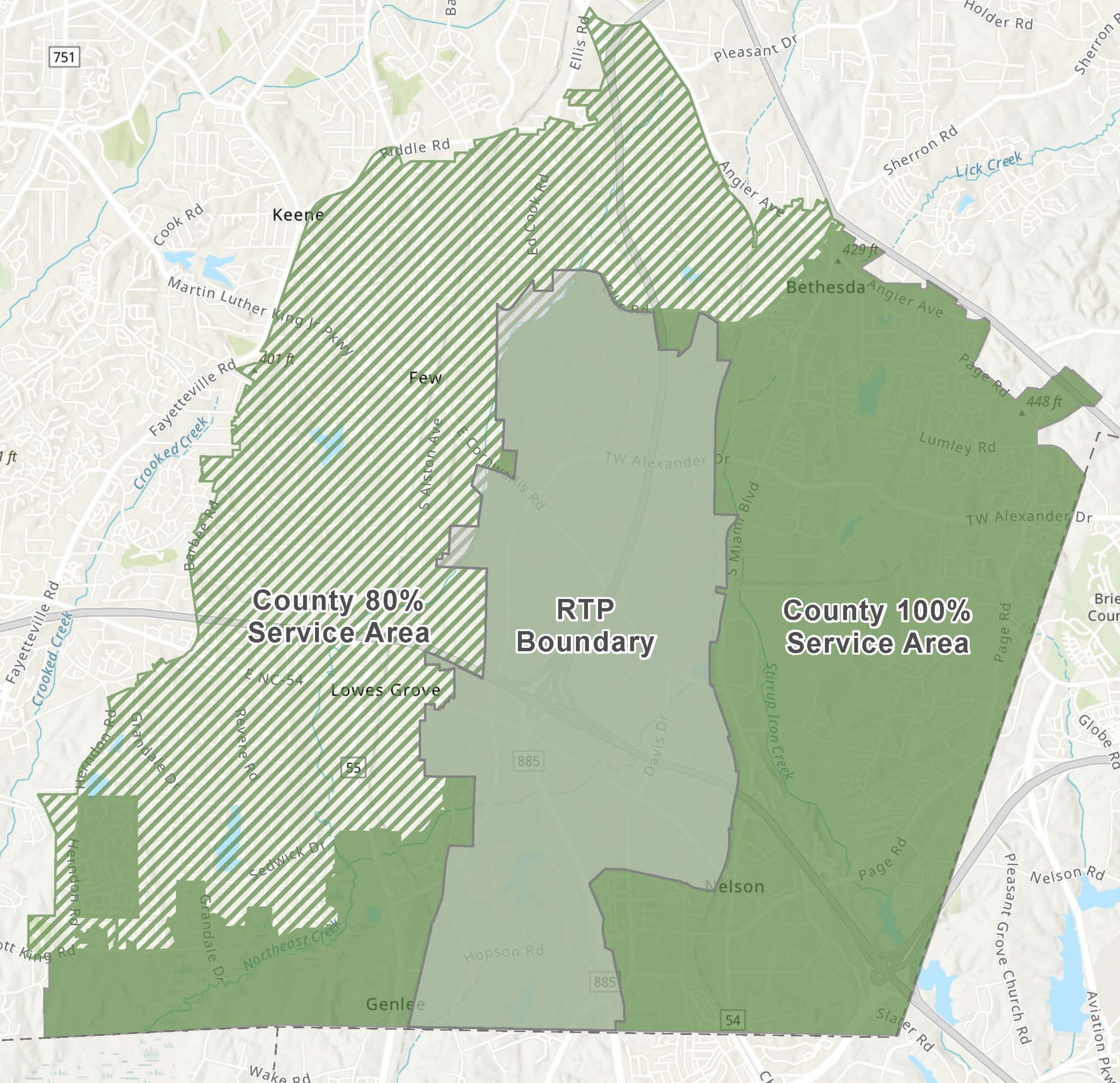 Durham County sewer basin map