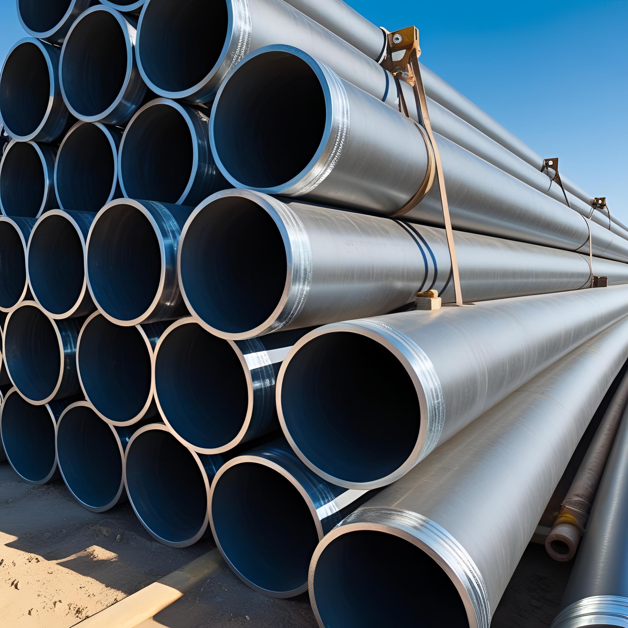 Stack of ductile iron pipes