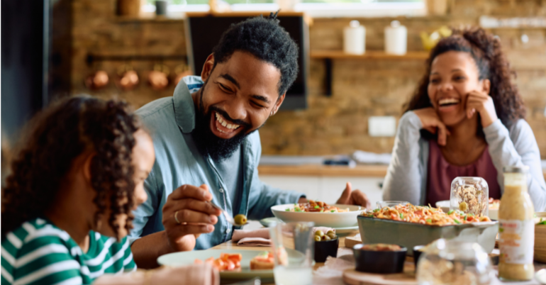 family eating dinner